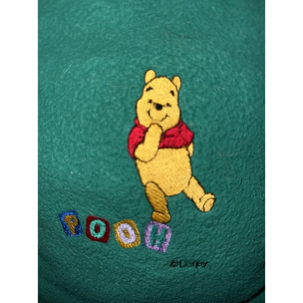 Vtg Disney Winnie the Pooh‎ Embroidered Green Fleece Decorative  Pillow 13